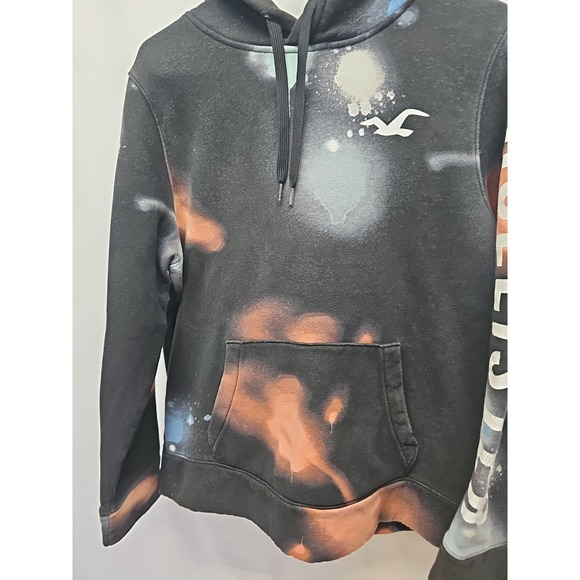 Hollister Men's Black Hoodie with Red and Blue Paint T-Shirt Spellout Birds L - Picture 4 of 13